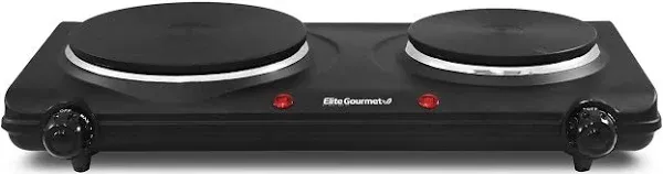 Elite Gourmet Countertop Double Cast Iron Burner 1500 Watts Electric Hot Plate