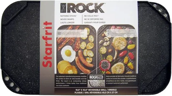 The Rock by Starfrit 10.6" x 19.5" Reversible Grill Griddle