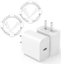 iPhone 15 Charger USB C Wall Charger iPad Pro Charger 2-Pack 20W Type C Charger