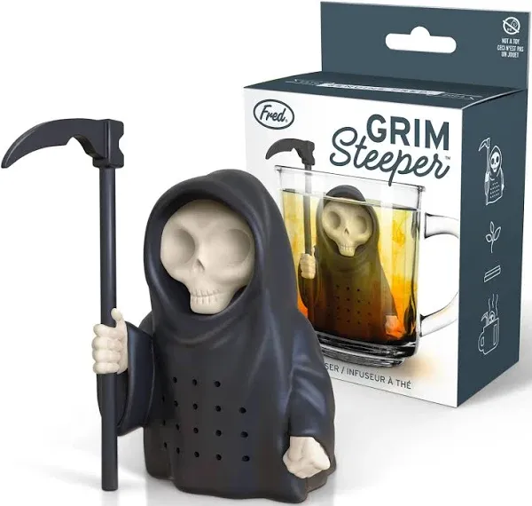 , GRIM STEEPER, Grim Reaper Reusable Silicone Tea Infuser, Black, Fun Gift for T