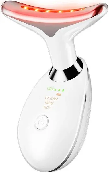 Neck Face Massager, Facial Massager Device, 3 Color Mode, Face Sculpting Tool for Double Chin with Thermal and Vibration (Whtie)