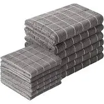 Microfiber Kitchen Towels and Dishcloths Set, 26 X 18 Inch and 12 X 12 Inch, Set of 12 Bulk Lint Free Dish Towels for Drying Dishes, Grey