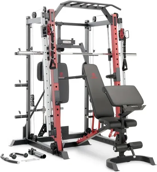 Marcy Smith Machine Cage System Home Gym Multifunction Rack Red