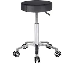 Comfortable Adjustable Height Hydraulic Rolling Stool Swivel Chair - Black