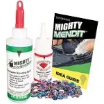 Mighty Mendit , Permanent Fabric Adhesive, Flexible Stretchable Washable, Clear, 4 oz, Plus Mighty Gemit , Embellishing Adhesive, 1 oz. Includes 50