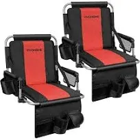 2 Pack Portable Stadium Seat Bleacher Chair Padded &amp; Cup Holder Shoulder Strap