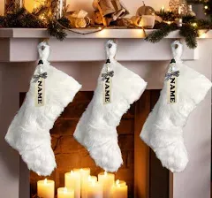 AOGU 3 Pack 18 Inch Faux Fur Christmas Stockings Cable Knit Knitted Thick Snowy White Xmas Christmas Stockings Hanging Ornaments Candy Gift Bags for Christmas Decorations