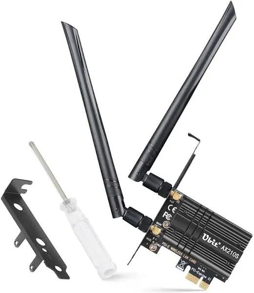 Ubit WiFi-Karte 6E 5400 Mbps für Intel (6 GHz & 5 GHz & 2,4 GHz) PCIe WiFi-Karte, BT 5.2, PCIe Netzwerkkarte mit OFDMA, ultra-niedrige Latenz, unterstützt Windows 10/11 (64 Bit)