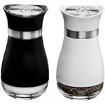 Salt and Pepper Shakers 2-Pc. Set Elegant w/Clear Glass Bottom | Compact Cook...