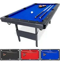 GoSports 6 ft Billiards Table Portable Pool Table Includes Full Set of Balls 2 Cue Sticks Chalk and Felt Brush