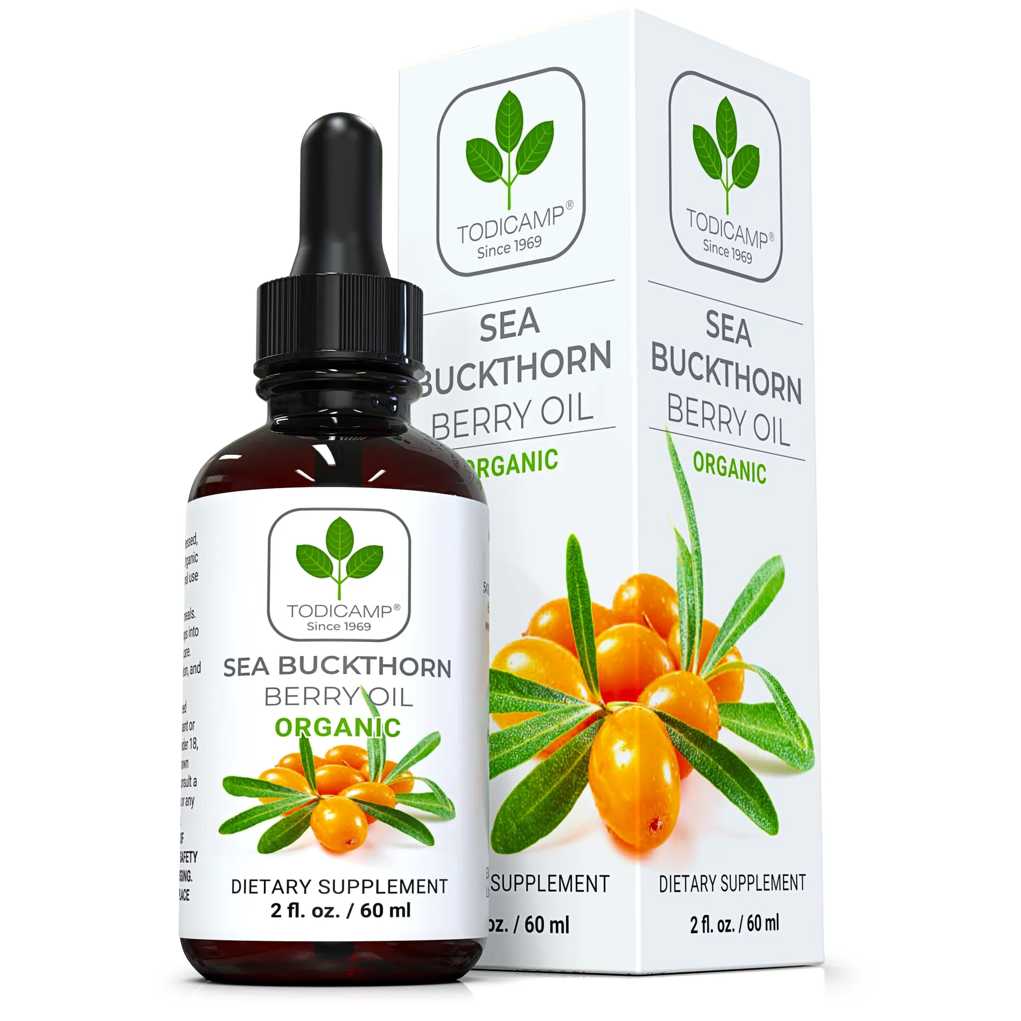 Sea Buckthorn Oil Organic - 2 fl oz Cold-Pressed Sea Buckthorn Berry Oil - Seabuckthorn Oil for Face and Organic Sea Buckthorn Oil Supplement