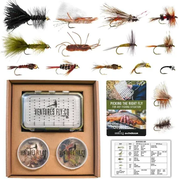 Ventures Fly Co. 40 Premium Hand Tied Fly Fishing Flies Assortment