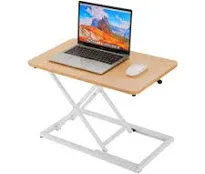 Standing Desk Converter Natural Wood, Stand up Desk Riser on The Table, Adjus...