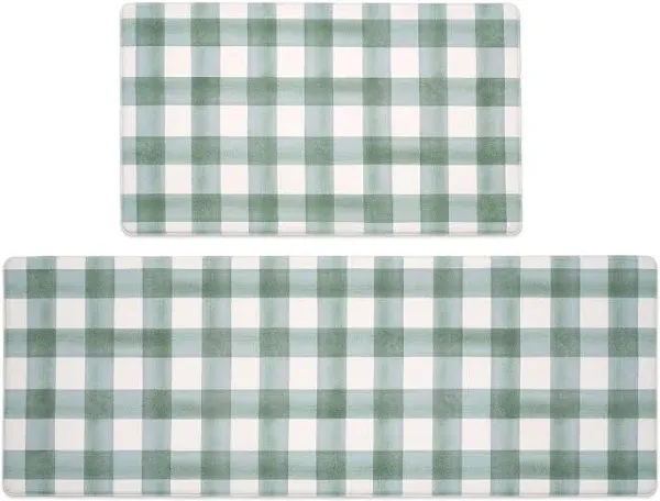 FRESHMINT Modern Farmhouse Plaid Kitchen Mats