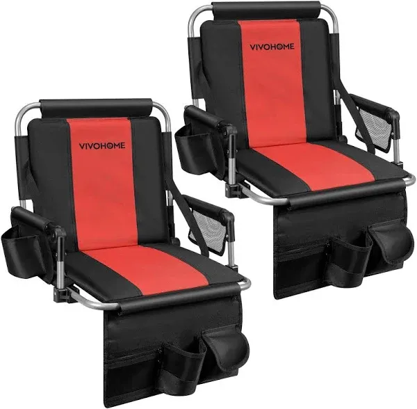 VIVOHOME 2-Pack Portable Stadium Seats with Back Support and Cushion