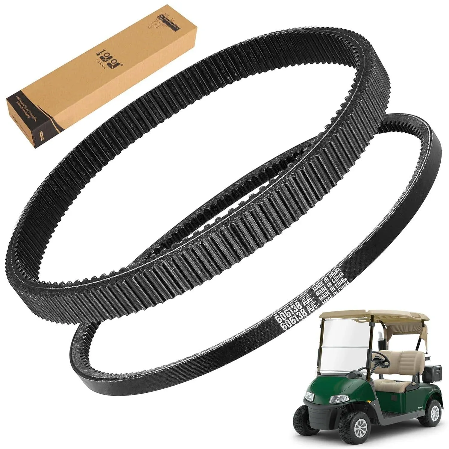 10L0L Golf Cart Clutch Drive Belt & Starter Generator Belt fits EZGO TXT RXV 2010-UP with W/Kawasaki Motor,OEM# 618630, 606138, 16548G1