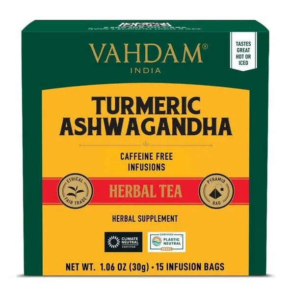 Vahdam Turmeric Ashwagandha Superfood Herbal Tea 100