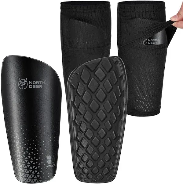 Northdeer Soccer Shin Guards for Kids Adults. Sleeves with Optimized Insert Pocket - Protective Soccer for Boys Girls Men