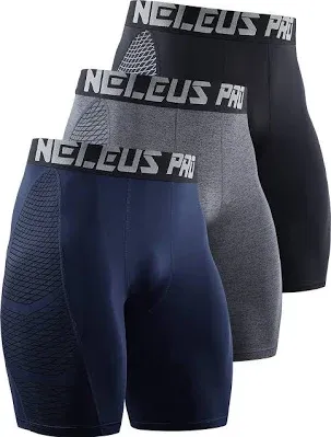 NELEUS Men's Compression Shorts Pack of 3