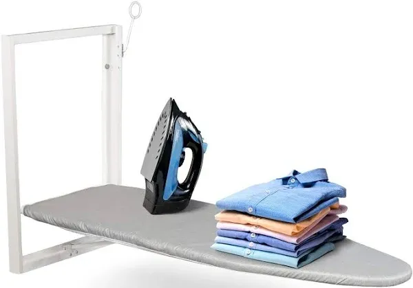 Ivation Wall-Mounted Ironing Board | Foldable 36.2” x 12.2” Sturdy Ironing Station for Home & Apartments, Easy-Release Lever, Removable Cotton Cover, Includes Mounting Hardware with Iron Holder