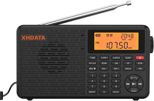 2023 New XHDATA D-109 FM STEREO/MW/SW/LW Portable Digital Radio US / Black