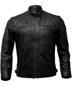 Men&#039;s Café Racer Biker Leather Jacket Black Brown Motorcycle Genuine Leather