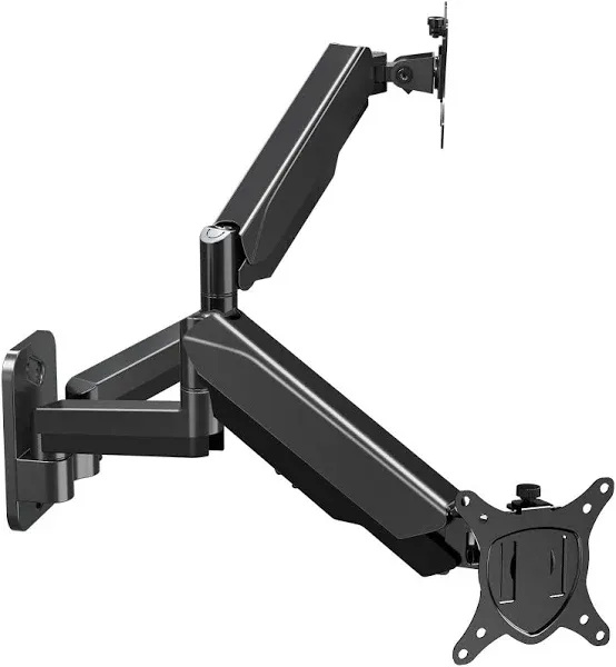 MOUNT PRO Dual Monitor Wall Mount for 13 to 32 Inch Computer Screens, Gas Spring Arm for 2 Monitors, Each Holds Up to 17.6lbs, Full Motion Wall Monitor Mount with VESA 75x75/100x100