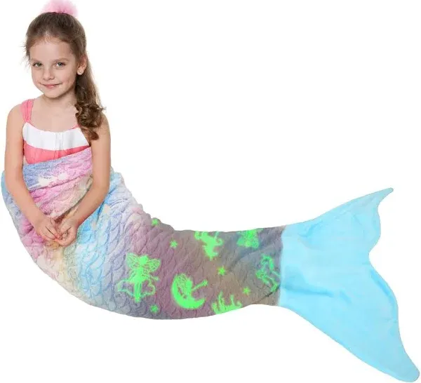 Catalonia Kids Mermaid Tail Blanket, Super Soft Plush Flannel  Assorted Colors 