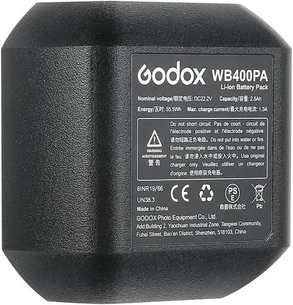 Godox WB400P Li-ion Battery Replacement for Godox AD400Pro Strobe Flash 2600mAh