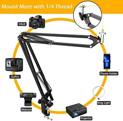 Desk Tablet Arm Mount for Ipad Portable Monitor 4.7-15.6&#039;&#039;, Heavy Duty Gooseneck