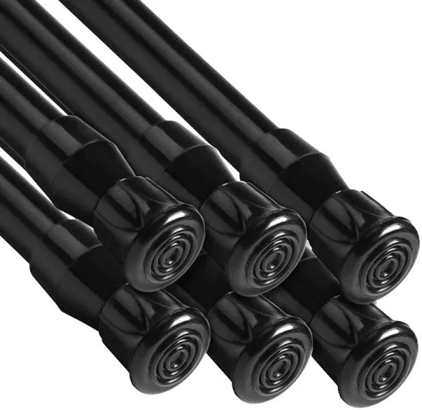 Davinqi Tension Rods - 6 Pack Spring Tension Rods 28 to 48 Inch Cupboard Bars White Tensions Rod Spring Loaded Curtain Rods (Black-28 to 48"-6pcs)