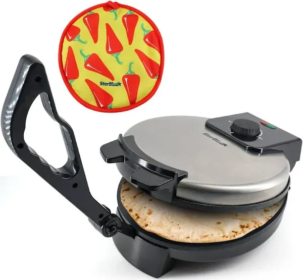 10inch Roti Maker by StarBlue with FREE Roti Warmer - The automatic Stainless Steel Non-Stick Electric machine to make Indian style Chapati, Tortilla, Roti AC 110V 50/60Hz 1200W