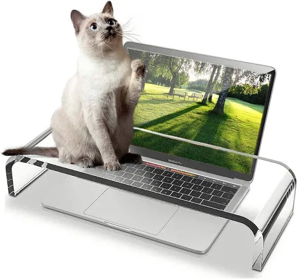 Anti-Cat Acrylic Keyboard Protector Cover,Computer Monitor Stand Prevent Cat Trampling Laptop Stand