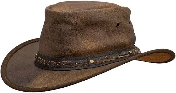 Outback Trading Iron Bark Brindle Brown Leather Western Hat 1377-BDL