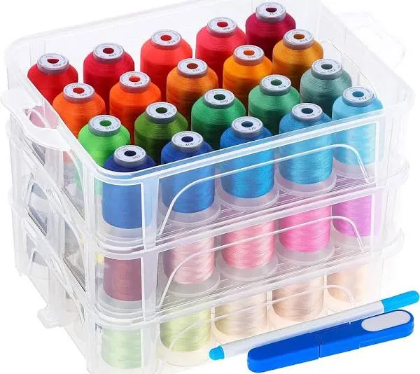 60 Colors 500m Each Embroidery Machine Thread with Clear Plastic Storage Box for Embroidery Sewing Machine