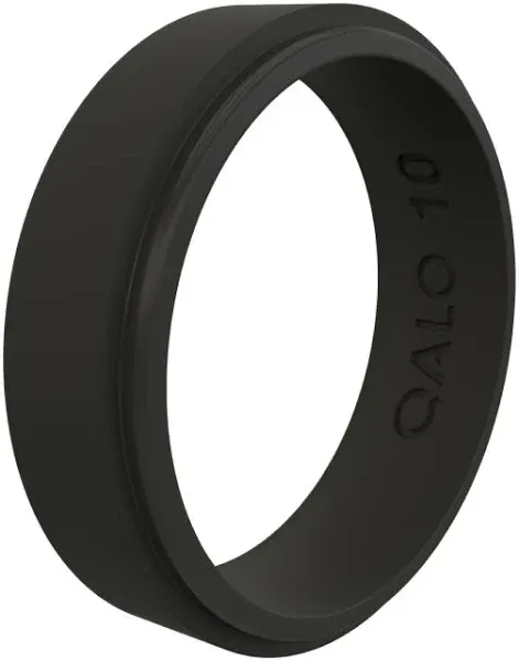 Qalo Men & Women's Rubber Silicone Ring Narrow Polished Step Edge Rubber Wedding Band