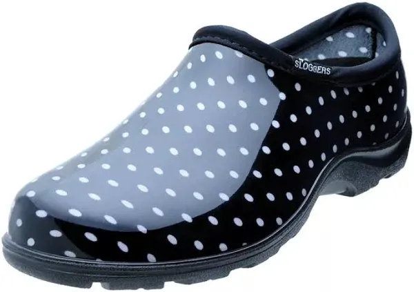 Sloggers Women&#039;s Waterproof Rain &amp; Garden Shoe, Black/White Polka-Dots, Size 6