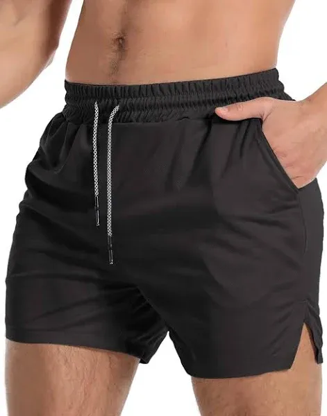 Aolesy Men's Gym Workout Shorts 5" Lightweight Bodybuilding Athletic Shorts Running Training with Zip Pockets & Towel Loop