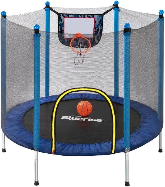 BLUERISE Trampoline 55IN Indoor Outdoor Play Basketball Hoop Attachment Enclosure Net Easy to Assemble