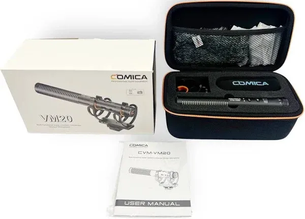 Comica Cvm-vm20 Video Condenser Microphone 2-level Cut Noise 3.5mm Mount Windscreens Case Built