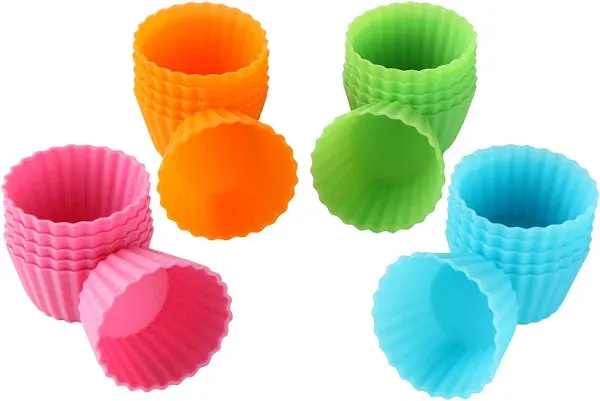  Silicone Mini Cupcake Holders, Mini Cupcake Liners, Pastry &amp; Dessert Cups, 24 