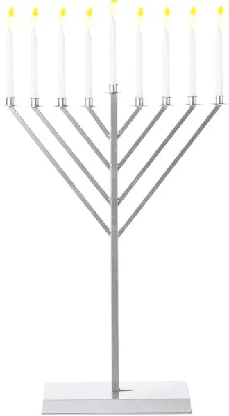 Artilugio 3 ft. Metal Silver Coated Hanukkah Menorah for Synagogue AR3163167