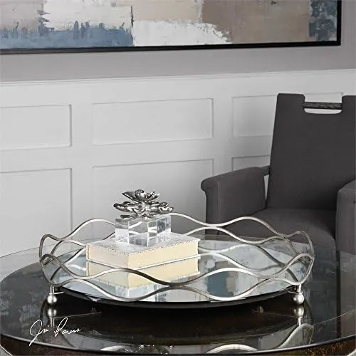 Rachele Mirrored Silver Tray Designed by Jim Parsons