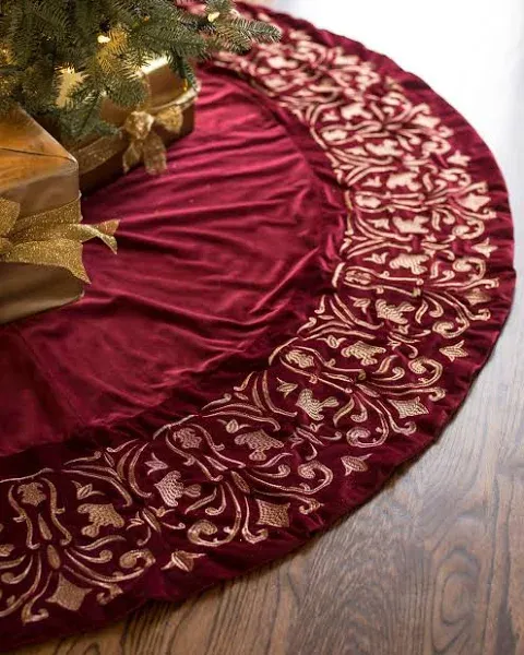 Balsam Hill Luxe Embroidered Velvet Tree Skirt