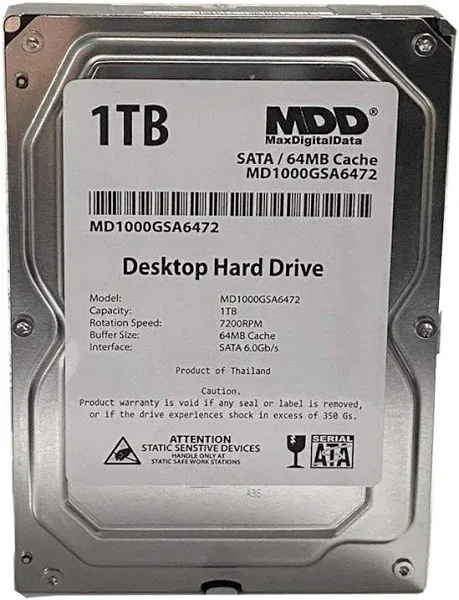 MDD 1TB 64MB Cache SATA 6Gb/s 3.5&#034; Desktop Hard Drive -PC/Mac, NAS, Surveillance