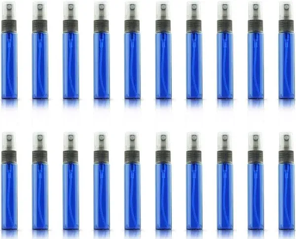 20 Pack Set 10ML Protable Refill Bulk Atomizer Spray Travel Perfume Bottle Hydrating Empty Bottle (Blue)