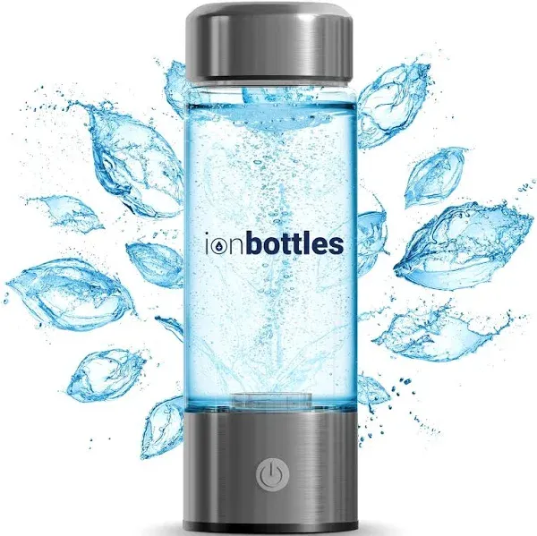 ionBottles® - Original Rechargeable Portable Glass Hydrogen Water Generator Bottle with PEM and SPE Technology for a Perfectly Balanced pH Released Hydrogen Water Ionizer