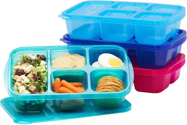 ® - Patented Design Bento Lunch Boxes - Reusable 5-Compartment Food Container...