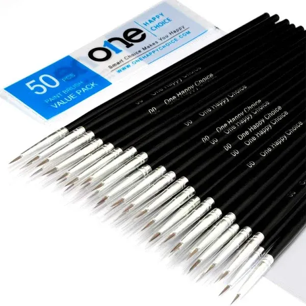 50 Pcs Pack of Synthetic Sable Fine Detail Paint Brushes Set for Miniature, Scale