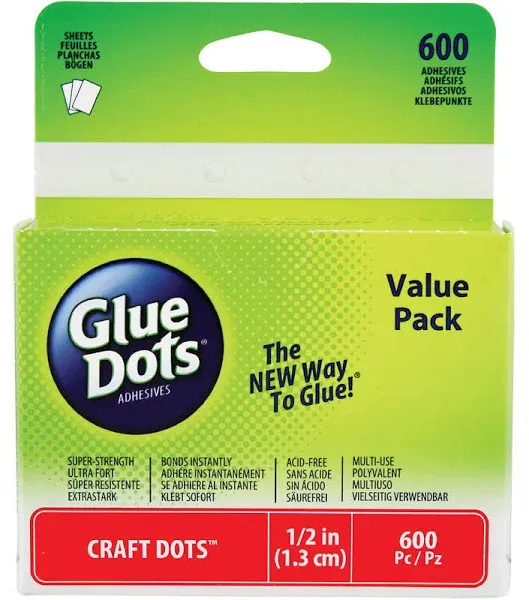 Glue Dots, Craft Dots Value Pack, Double-Sided, 1/2